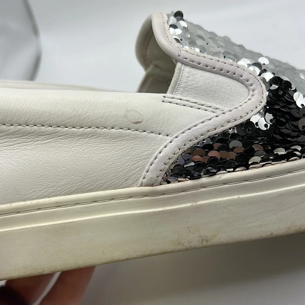 Tory Burch Carter Slip On Sneakers Loafers Shoes Sequins White Black Womens 10 - Picture 12 of 16
